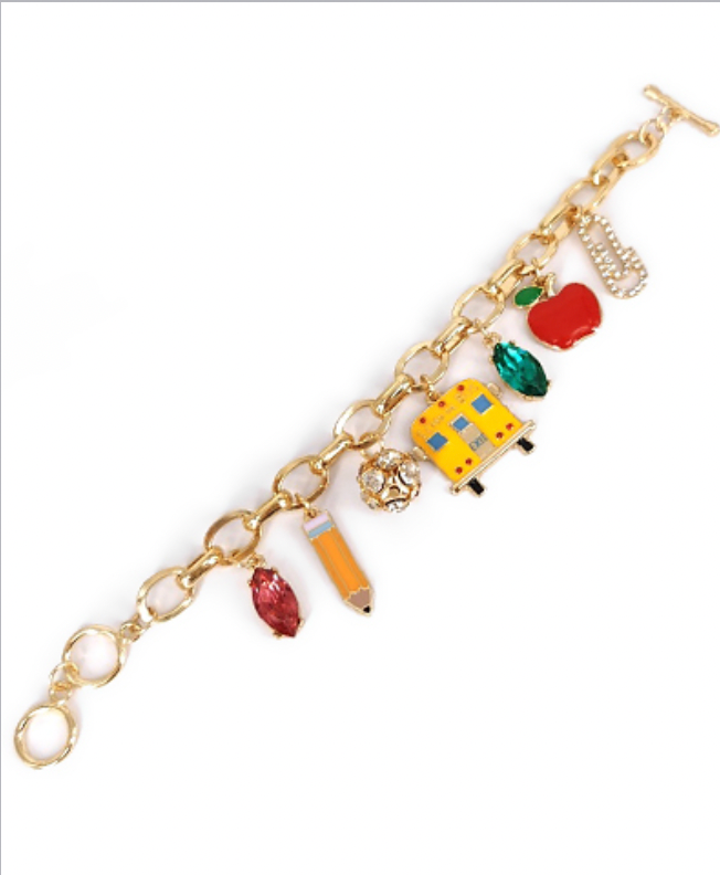 School Charm Bracelet-230 Jewelry-Golden Stella-Coastal Bloom Boutique, find the trendiest versions of the popular styles and looks Located in Indialantic, FL