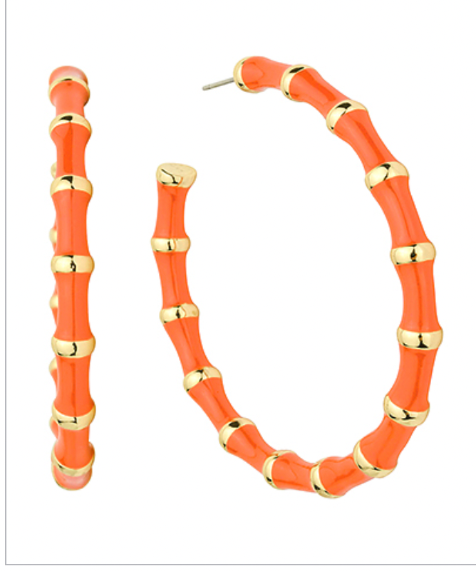 Color Bamboo Hoop Earrings - Orange-230 Jewelry-Golden Stella-Coastal Bloom Boutique, find the trendiest versions of the popular styles and looks Located in Indialantic, FL