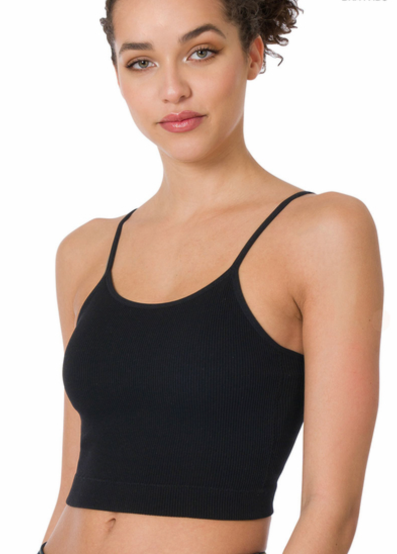 Ubique Cropped Cami - Black-220 Intimates-Zenana-Coastal Bloom Boutique, find the trendiest versions of the popular styles and looks Located in Indialantic, FL