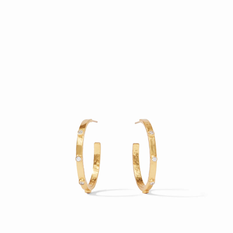 CZ Crescent Hoop Earrings - Julie Vos-230 Jewelry-Julie Vos-Coastal Bloom Boutique, find the trendiest versions of the popular styles and looks Located in Indialantic, FL