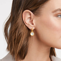 Fleur-de-Lis Hoop & Charm Earring - Pearl - Julie Vos-230 Jewelry-Julie Vos-Coastal Bloom Boutique, find the trendiest versions of the popular styles and looks Located in Indialantic, FL
