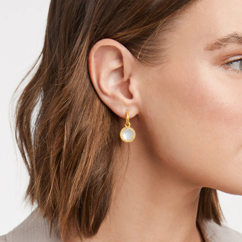 Fleur-de-Lis Hoop & Charm Earring - Pearl - Julie Vos-230 Jewelry-Julie Vos-Coastal Bloom Boutique, find the trendiest versions of the popular styles and looks Located in Indialantic, FL
