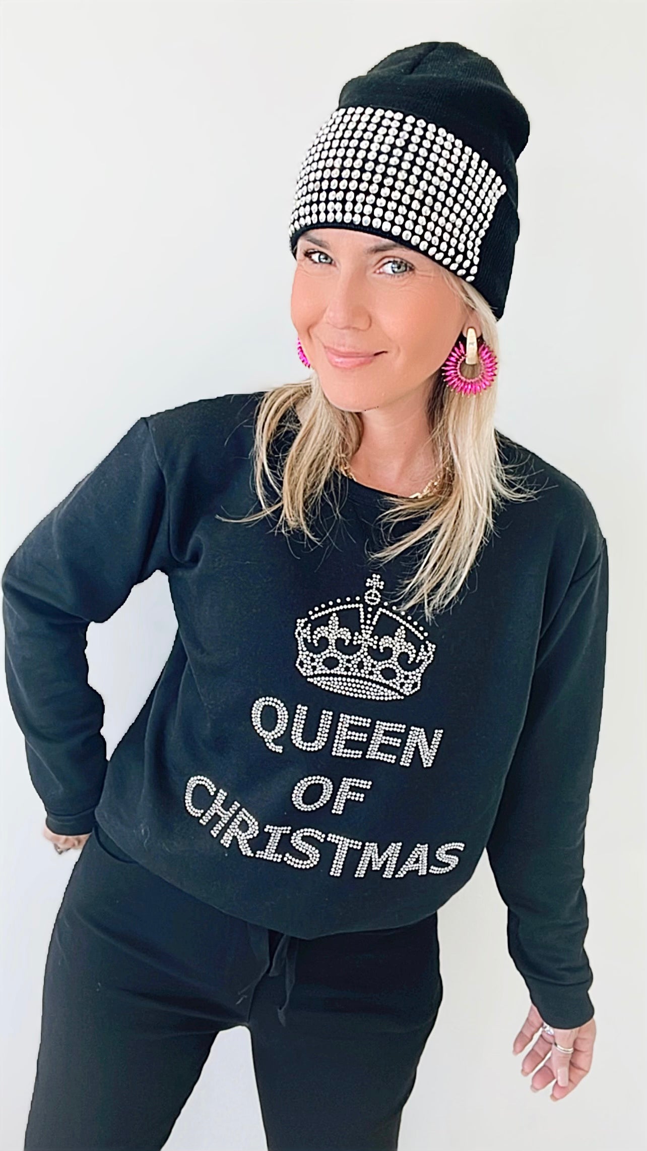 Pre Order - "Queen of Christmas" Custom CB Sweatshirt-130 Long Sleeve Tops-CB-Coastal Bloom Boutique, find the trendiest versions of the popular styles and looks Located in Indialantic, FL