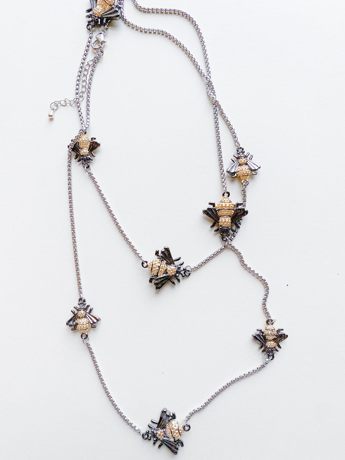 Onyx Bee Station Necklace-230 Jewelry-NYC-Coastal Bloom Boutique, find the trendiest versions of the popular styles and looks Located in Indialantic, FL