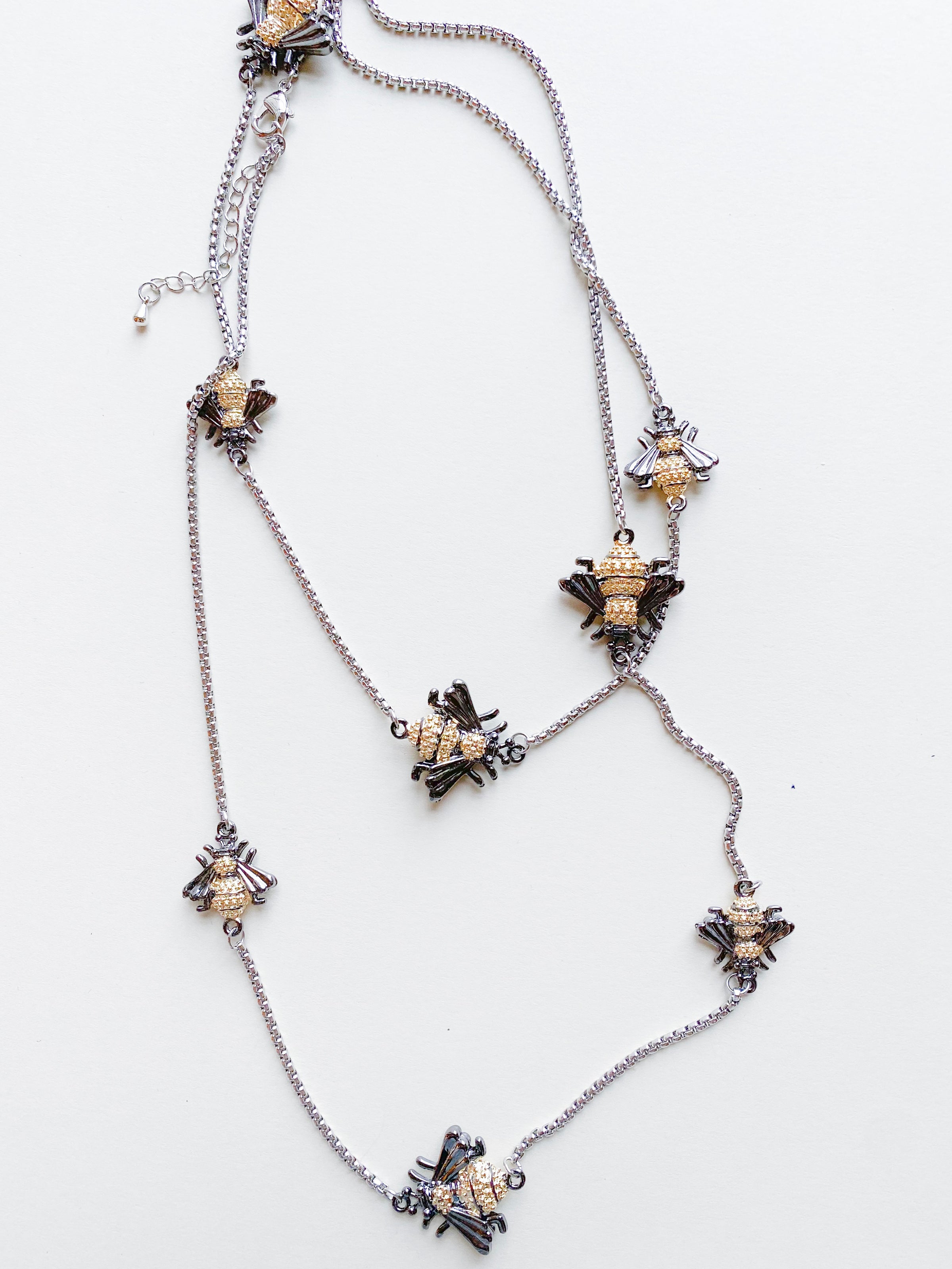 Onyx Bee Station Necklace-230 Jewelry-NYC-Coastal Bloom Boutique, find the trendiest versions of the popular styles and looks Located in Indialantic, FL