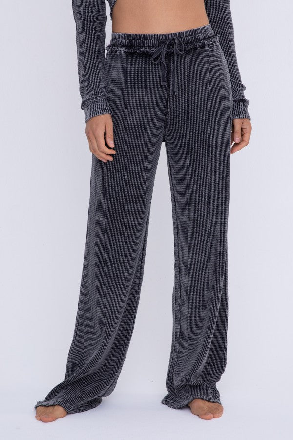 Distressed Mineral-Washed Pants - Black-210 Loungewear/Sets-Mono B-Coastal Bloom Boutique, find the trendiest versions of the popular styles and looks Located in Indialantic, FL