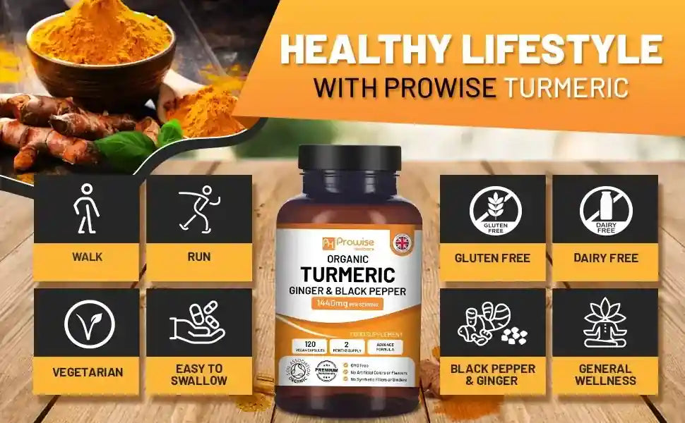 Organic Turmeric with Ginger & Black Pepper - 1440mg-270 Home/Gift-Prowise Healthcare-Coastal Bloom Boutique, find the trendiest versions of the popular styles and looks Located in Indialantic, FL