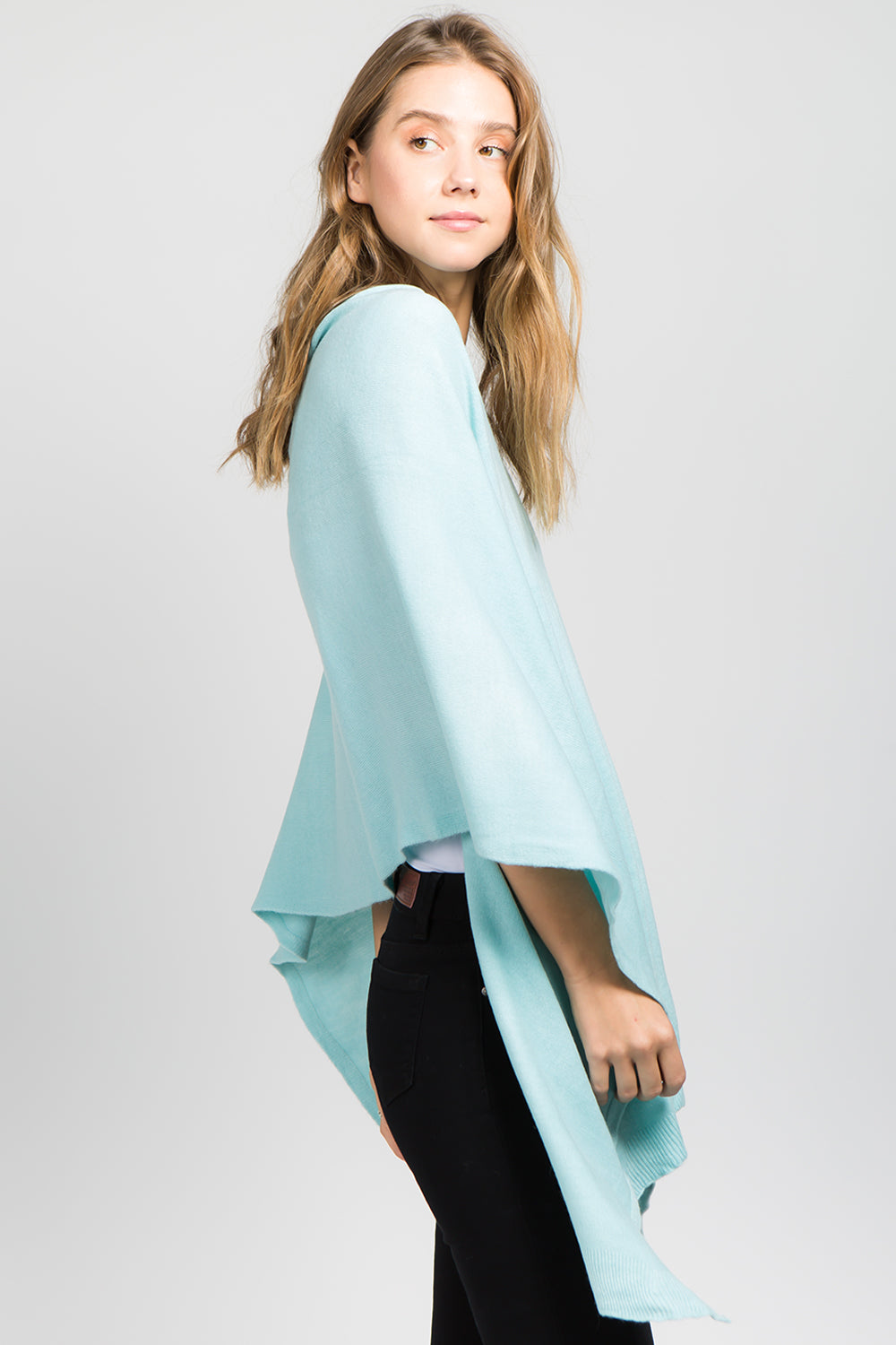 Any Season Poncho Topper - Lt. Blue/Aqua-150 Cardigans/Layers-Designer House-Coastal Bloom Boutique, find the trendiest versions of the popular styles and looks Located in Indialantic, FL