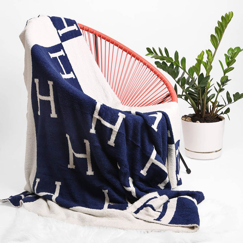 H Inspired Cozy Blanket - Navy-270 Home/Gift-NYW-Coastal Bloom Boutique, find the trendiest versions of the popular styles and looks Located in Indialantic, FL