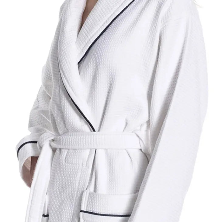 Turkish Waffle Cotton Bathrobe - White-270 Home/Gift-East'N Blue-Coastal Bloom Boutique, find the trendiest versions of the popular styles and looks Located in Indialantic, FL