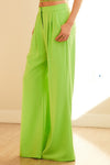 Pleated Wide Leg Pants - Neon Green-170 Bottoms-Main Strip-Coastal Bloom Boutique, find the trendiest versions of the popular styles and looks Located in Indialantic, FL