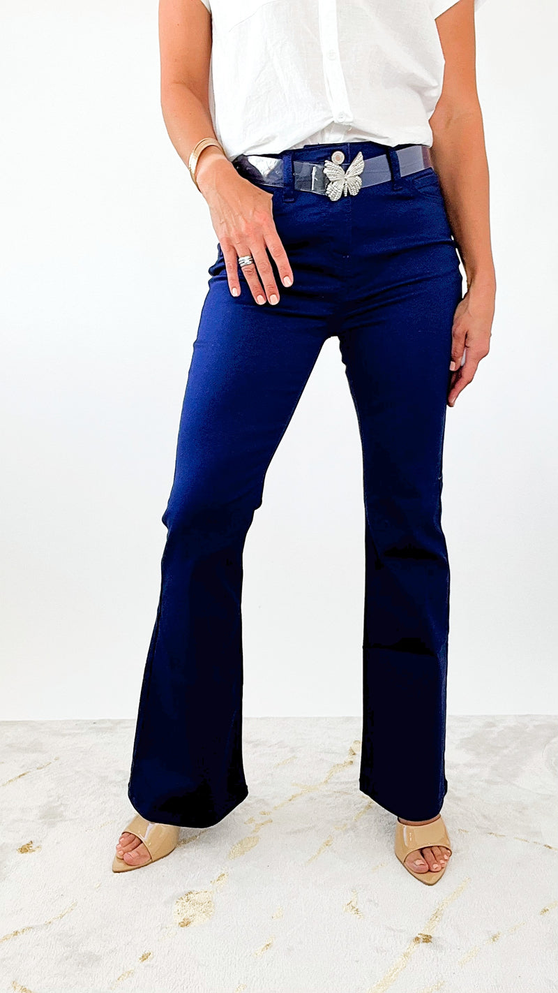 High-Rise Bootcut Denim Pants - Lt. Navy-170 Bottoms-Zenana-Coastal Bloom Boutique, find the trendiest versions of the popular styles and looks Located in Indialantic, FL