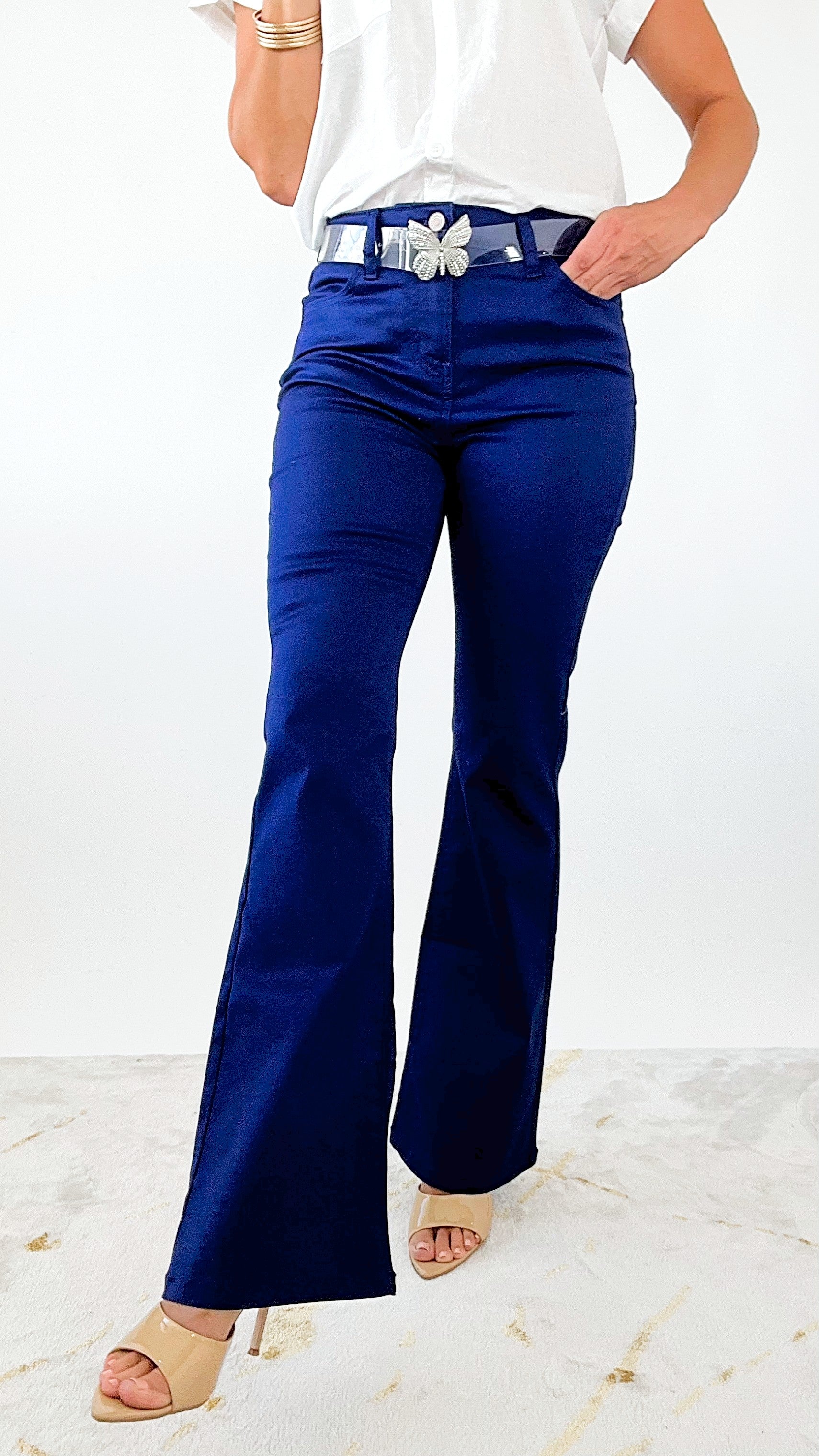 High-Rise Bootcut Denim Pants - Lt. Navy-170 Bottoms-Zenana-Coastal Bloom Boutique, find the trendiest versions of the popular styles and looks Located in Indialantic, FL