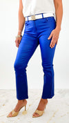 Faux Leather Stretch Pants - Blue-170 Bottoms-Q2-Coastal Bloom Boutique, find the trendiest versions of the popular styles and looks Located in Indialantic, FL