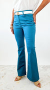 High-Rise Bootcut Denim Pants - Dusty Teal-170 Bottoms-Zenana-Coastal Bloom Boutique, find the trendiest versions of the popular styles and looks Located in Indialantic, FL