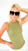 Brazilian Ribbed High Neck Built-In Bra Cami-220 Intimates-VZ Group-Coastal Bloom Boutique, find the trendiest versions of the popular styles and looks Located in Indialantic, FL
