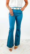 High-Rise Bootcut Denim Pants - Dusty Teal-170 Bottoms-Zenana-Coastal Bloom Boutique, find the trendiest versions of the popular styles and looks Located in Indialantic, FL