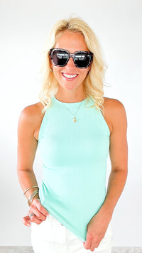 Brazilian Ribbed High Neck Built-In Bra Cami-220 Intimates-VZ Group-Coastal Bloom Boutique, find the trendiest versions of the popular styles and looks Located in Indialantic, FL