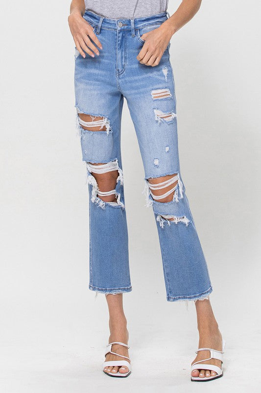 Leona Distressed Cropped Denim Jeans-190 Denim-Vervet-Coastal Bloom Boutique, find the trendiest versions of the popular styles and looks Located in Indialantic, FL