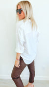 City Lights Faux Leather Italian Jogger - Brown-180 Joggers-Italianissimo/ SEE YOU IN ROME-Coastal Bloom Boutique, find the trendiest versions of the popular styles and looks Located in Indialantic, FL