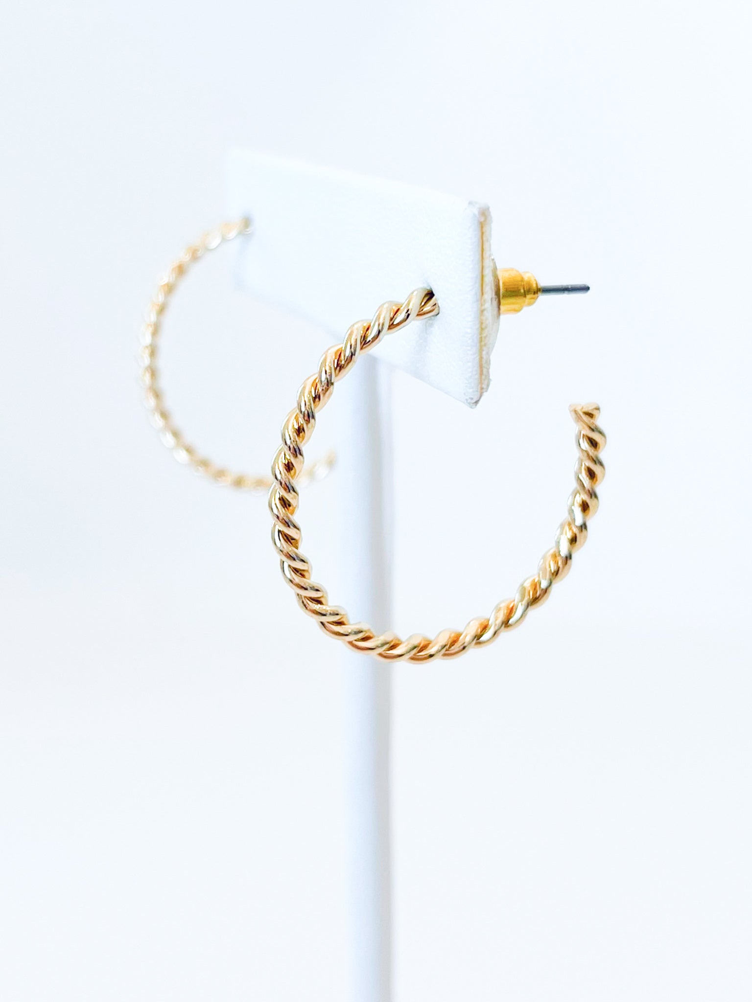 Twisted Rope Hoop Earrings Thin Set-230 Jewelry-Golden Stella-Coastal Bloom Boutique, find the trendiest versions of the popular styles and looks Located in Indialantic, FL