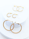 Twisted Rope Hoop Earrings Thin Set-230 Jewelry-Golden Stella-Coastal Bloom Boutique, find the trendiest versions of the popular styles and looks Located in Indialantic, FL