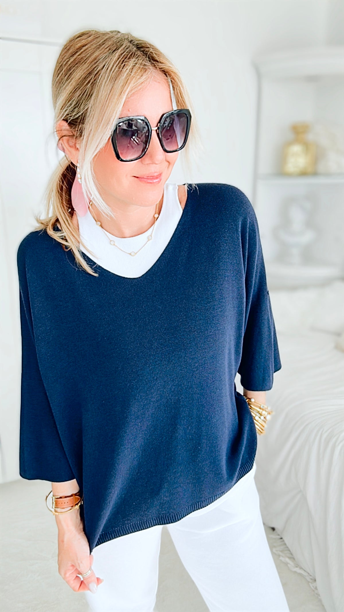Sundays Ribbed Italian Top - Navy-130 Long Sleeve Tops-Germany-Coastal Bloom Boutique, find the trendiest versions of the popular styles and looks Located in Indialantic, FL