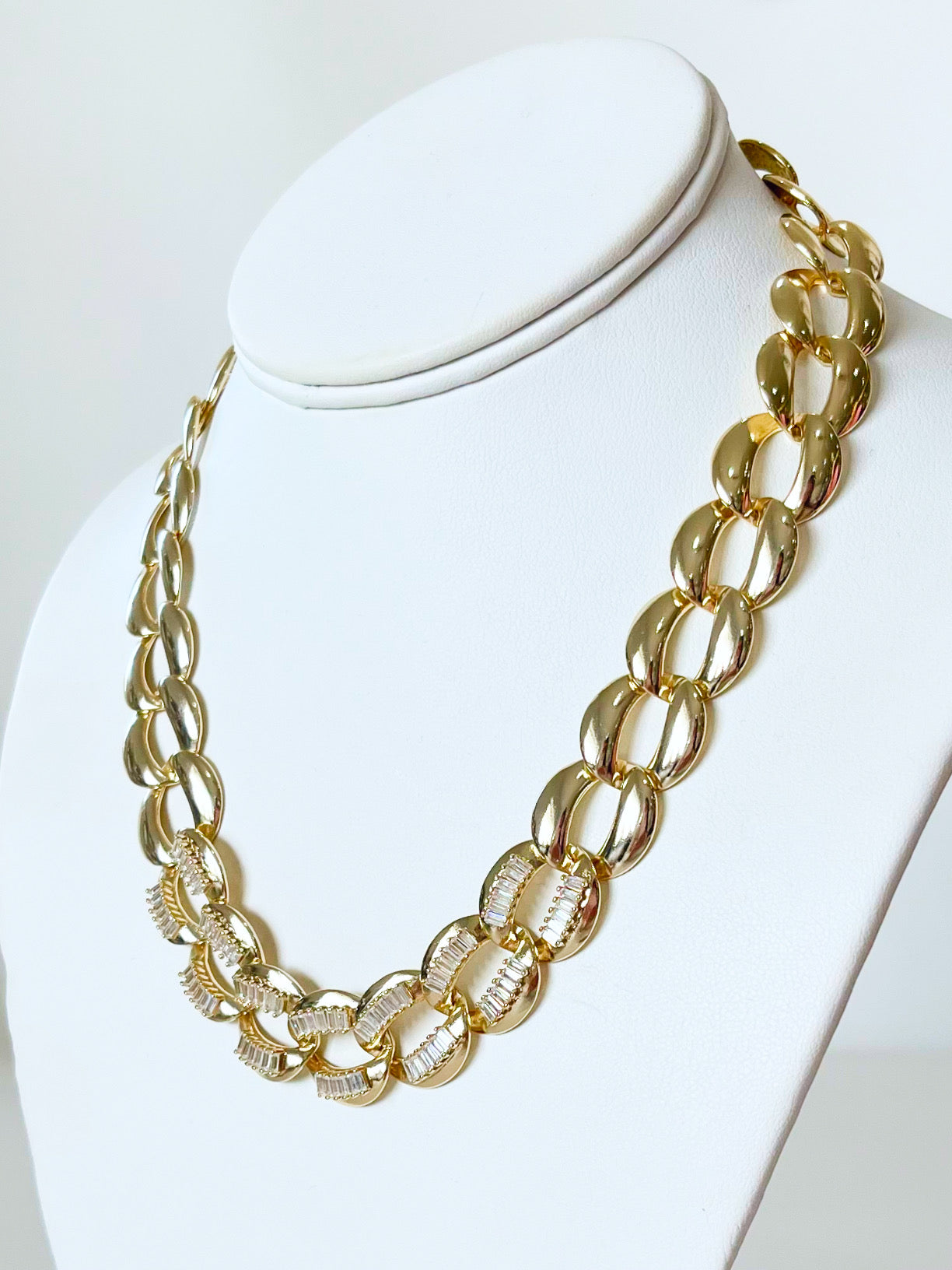 CZ Baguette Chain Link Toggle Necklace-230 Jewelry-NYC-Coastal Bloom Boutique, find the trendiest versions of the popular styles and looks Located in Indialantic, FL