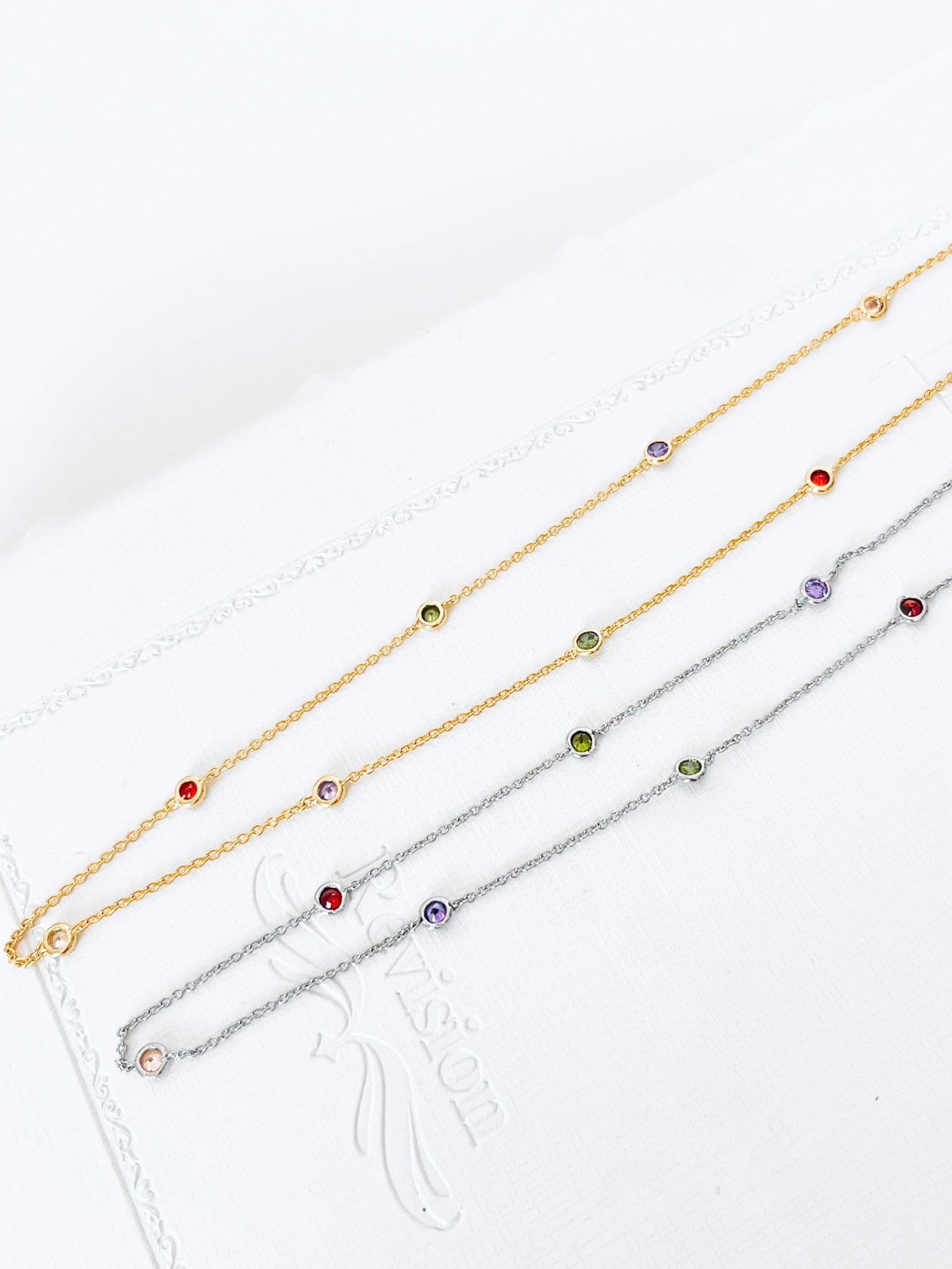 Colorful CZ Station Necklace-230 Jewelry-Wona-Coastal Bloom Boutique, find the trendiest versions of the popular styles and looks Located in Indialantic, FL