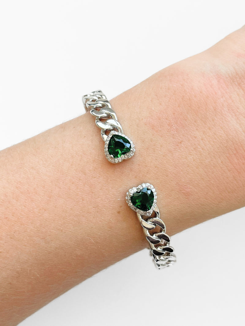 Double Heart Bracelet - Emerald-230 Jewelry-NYC-Coastal Bloom Boutique, find the trendiest versions of the popular styles and looks Located in Indialantic, FL