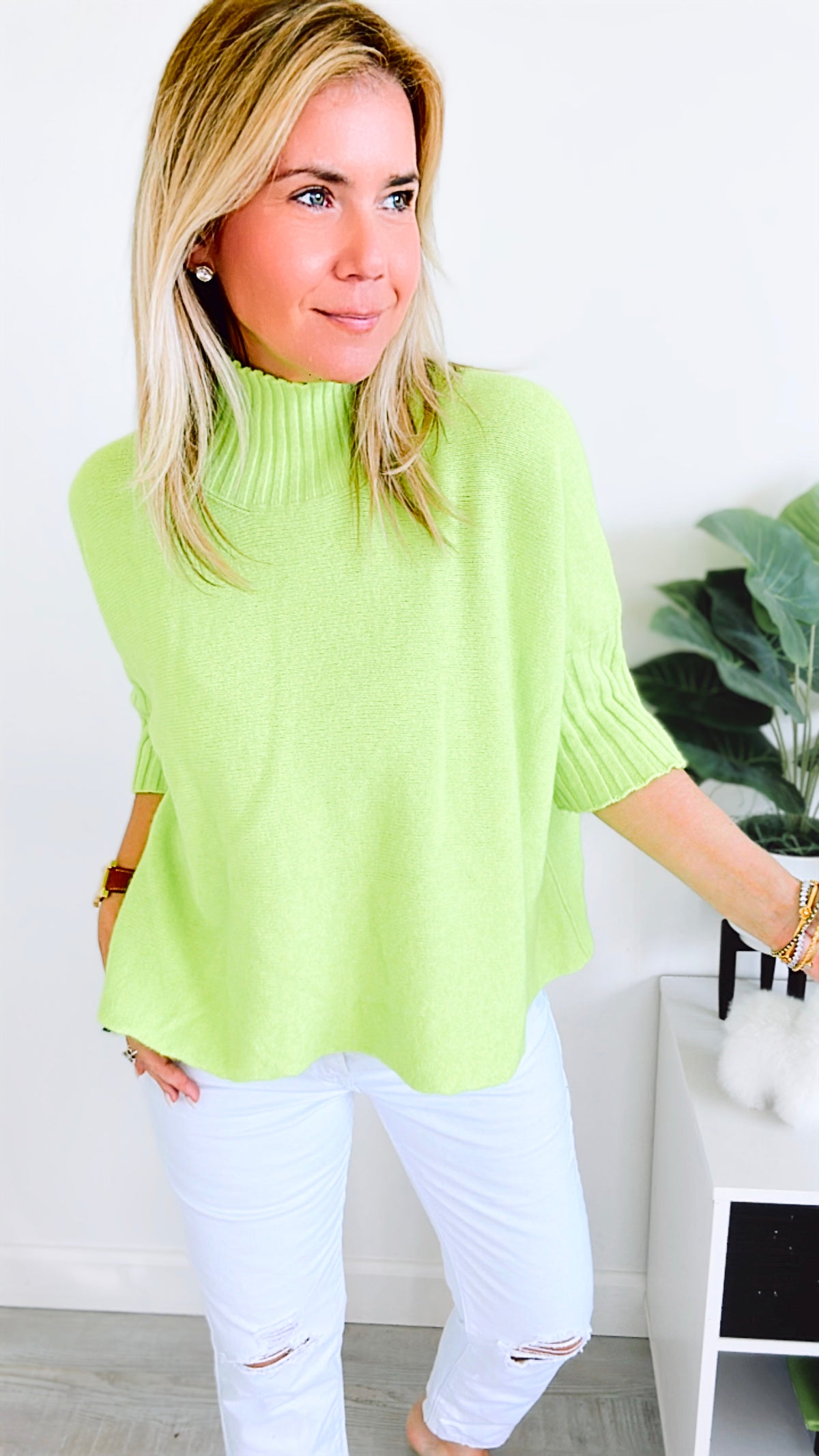Break Free Italian Sweater Top - Kiwi-110 Short Sleeve Tops-Yolly-Coastal Bloom Boutique, find the trendiest versions of the popular styles and looks Located in Indialantic, FL