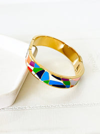 Stainless Steel Enamel Artwork Crystal Bracelet - Multicolor-230 Jewelry-Italian Ice-Coastal Bloom Boutique, find the trendiest versions of the popular styles and looks Located in Indialantic, FL
