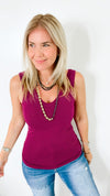 Crazy Beautiful V & Scoop Neck Braless Tank - Berry-220 Intimates-Elietian-Coastal Bloom Boutique, find the trendiest versions of the popular styles and looks Located in Indialantic, FL