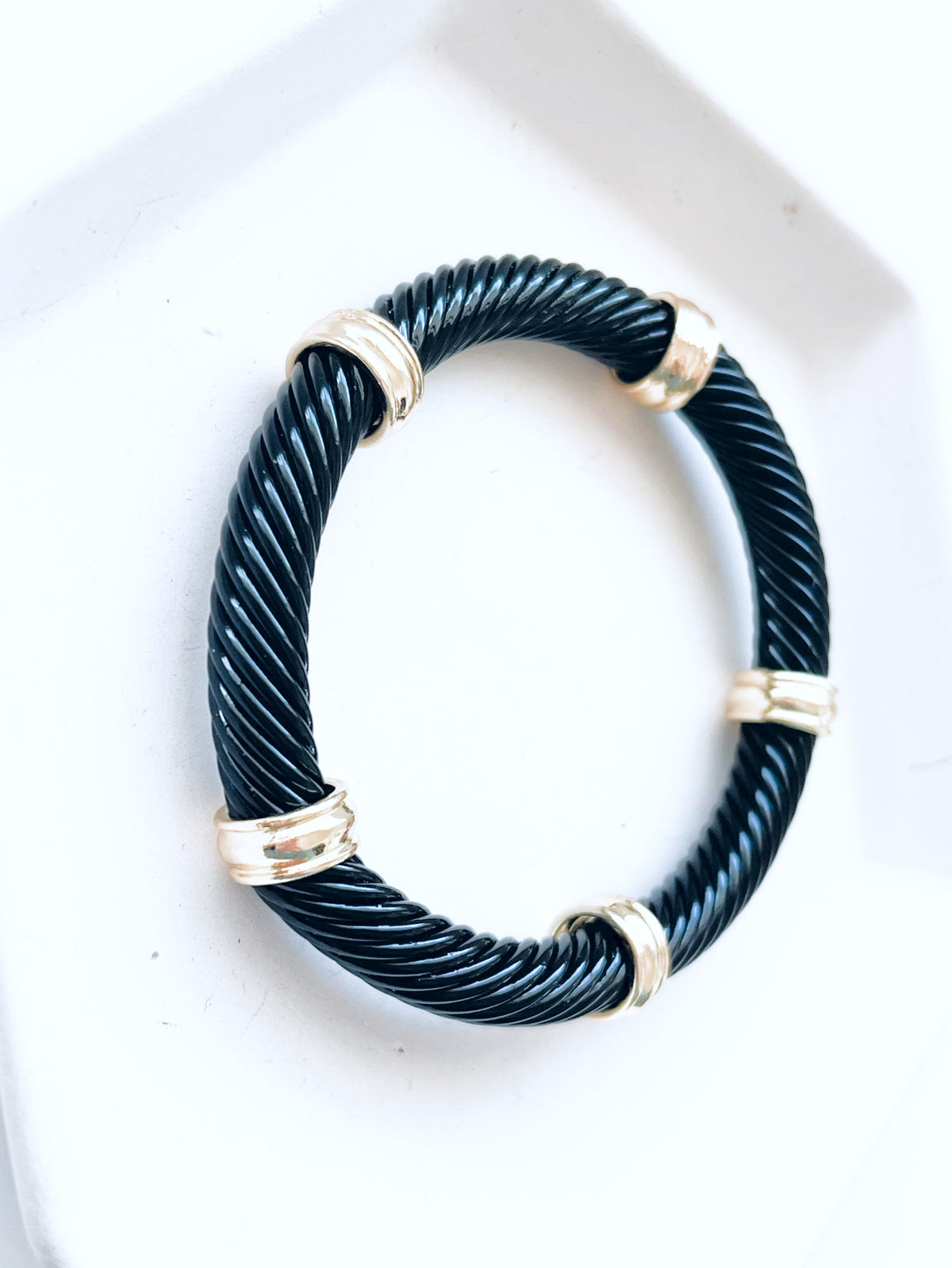 Thick Stretch Bracelet - Black-230 Jewelry-Wona Trading-Coastal Bloom Boutique, find the trendiest versions of the popular styles and looks Located in Indialantic, FL