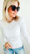 Hailey Knit Pullover Top - White-130 Long Sleeve Tops-Cielo-Coastal Bloom Boutique, find the trendiest versions of the popular styles and looks Located in Indialantic, FL
