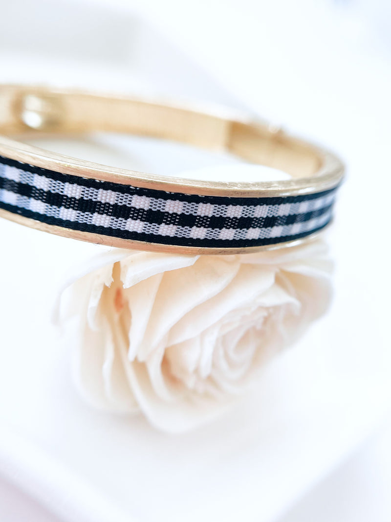 Mackenzie Gingham Bangle - Black-230 Jewelry-Canvas-Coastal Bloom Boutique, find the trendiest versions of the popular styles and looks Located in Indialantic, FL