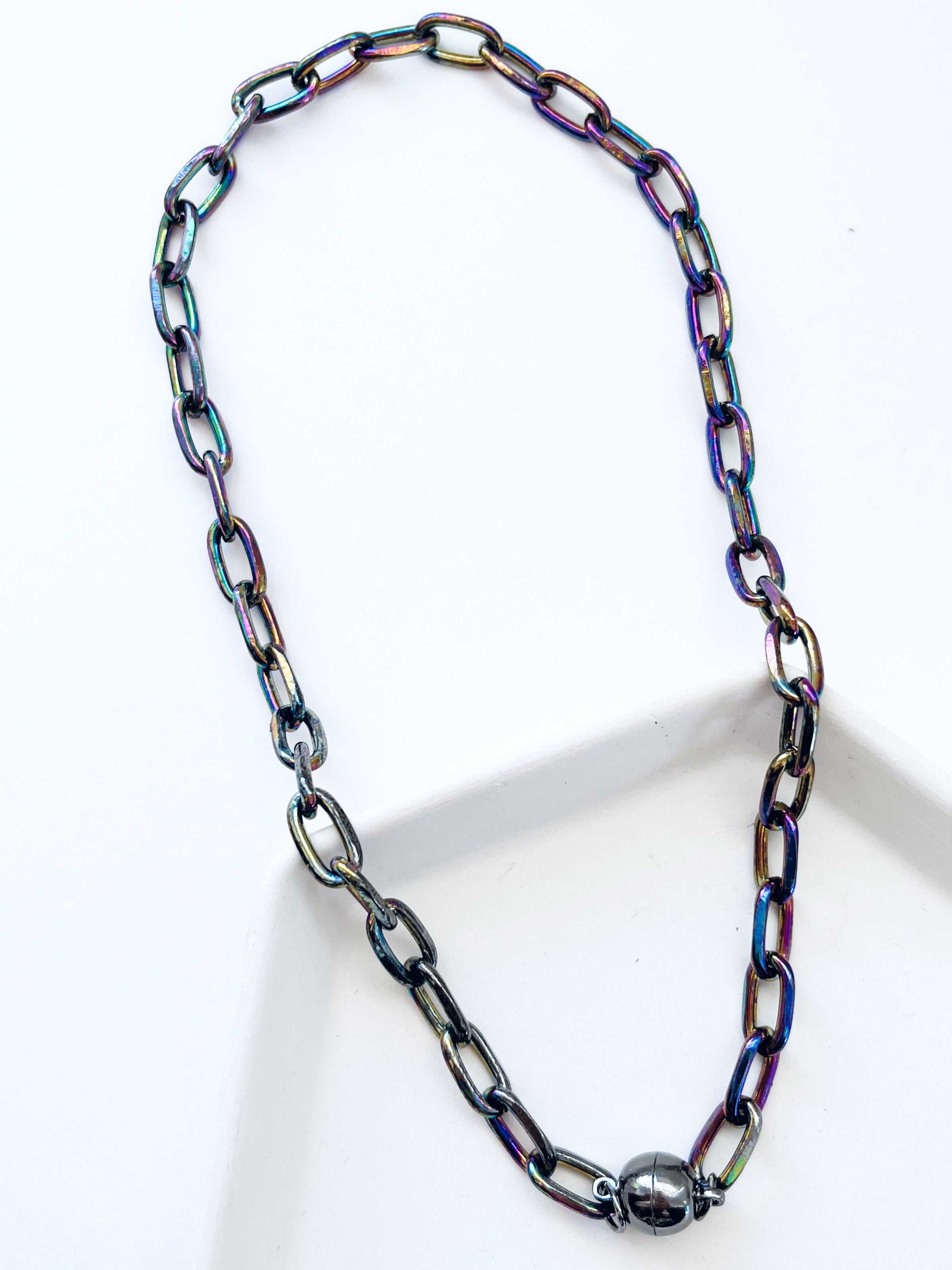 CB Oil Spill Magnetic Paperclip Necklace-230 Jewelry-AF Designs-Coastal Bloom Boutique, find the trendiest versions of the popular styles and looks Located in Indialantic, FL