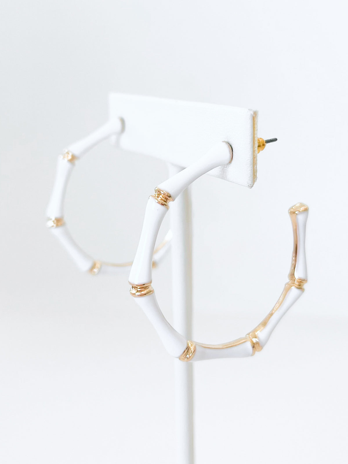 Bamboo Hoop Earrings - White-230 Jewelry-GS JEWELRY-Coastal Bloom Boutique, find the trendiest versions of the popular styles and looks Located in Indialantic, FL