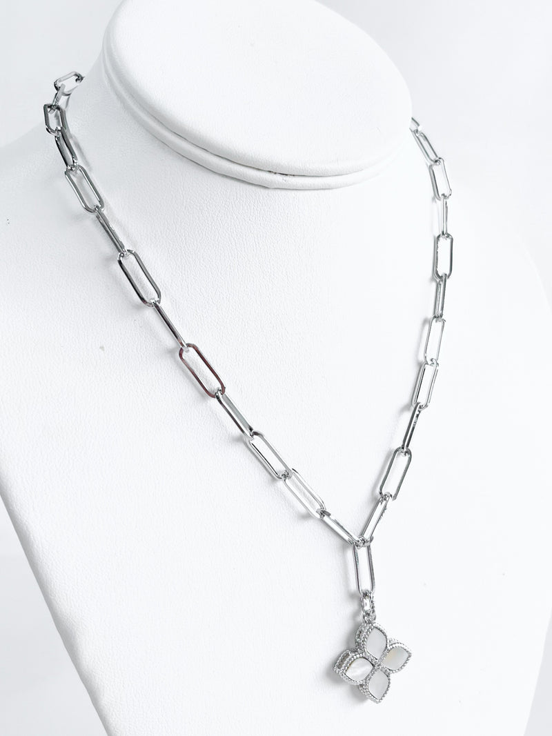 Mother of Pearl Paperclip Necklace-230 Jewelry-NYC-Coastal Bloom Boutique, find the trendiest versions of the popular styles and looks Located in Indialantic, FL