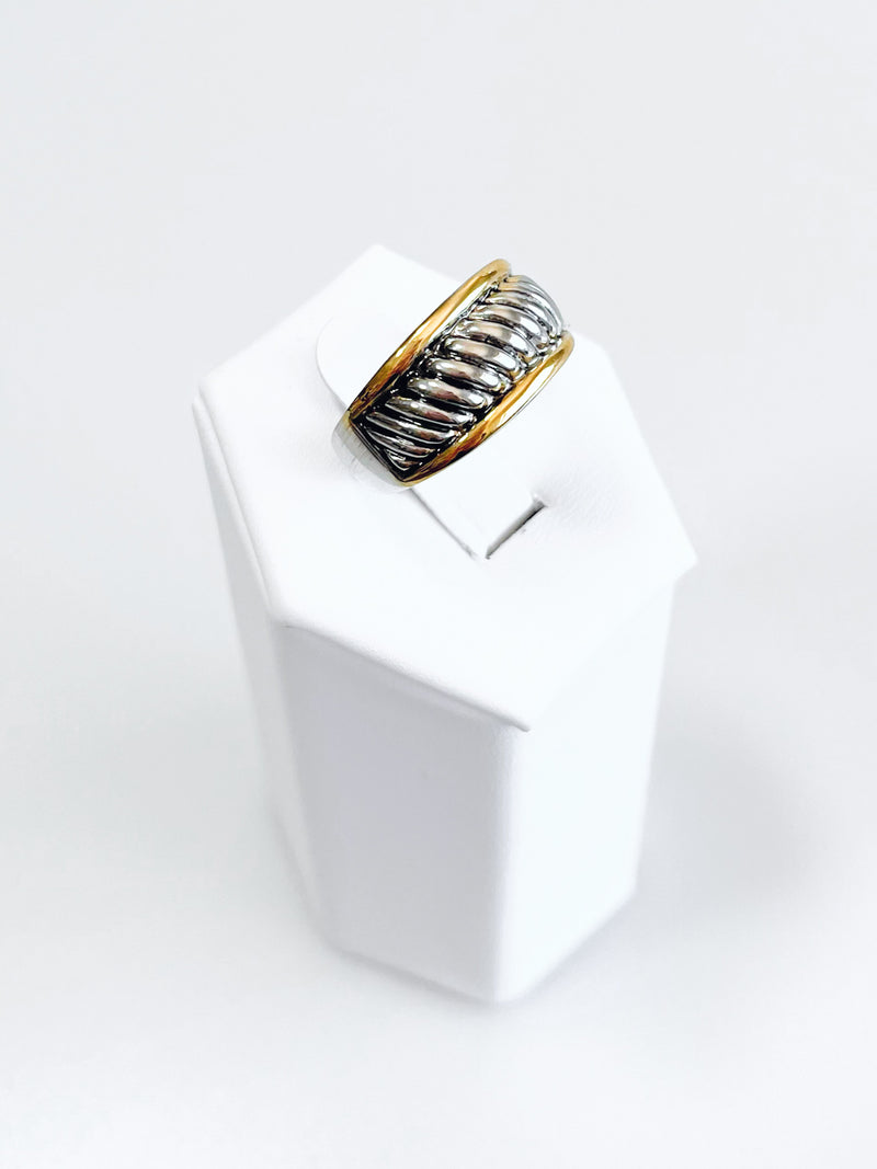 Cable Twist Two Tone Ring-230 Jewelry-Golden Stella-Coastal Bloom Boutique, find the trendiest versions of the popular styles and looks Located in Indialantic, FL
