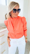 Wilshire Poplin Blouse - Light Coral-130 Long Sleeve Tops-MAZIK-Coastal Bloom Boutique, find the trendiest versions of the popular styles and looks Located in Indialantic, FL