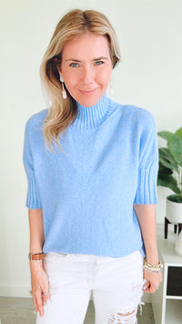 Break Free Italian Sweater Top- Dusty Blue-140 Sweaters-Italianissimo-Coastal Bloom Boutique, find the trendiest versions of the popular styles and looks Located in Indialantic, FL