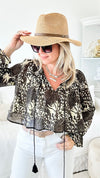 Cotton Safari Cuff Sleeve Crop Top-130 Long Sleeve Tops-Venti6-Coastal Bloom Boutique, find the trendiest versions of the popular styles and looks Located in Indialantic, FL