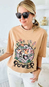 Fierce is Power Graphic Tee - Camel-120 Graphic-Yolly-Coastal Bloom Boutique, find the trendiest versions of the popular styles and looks Located in Indialantic, FL