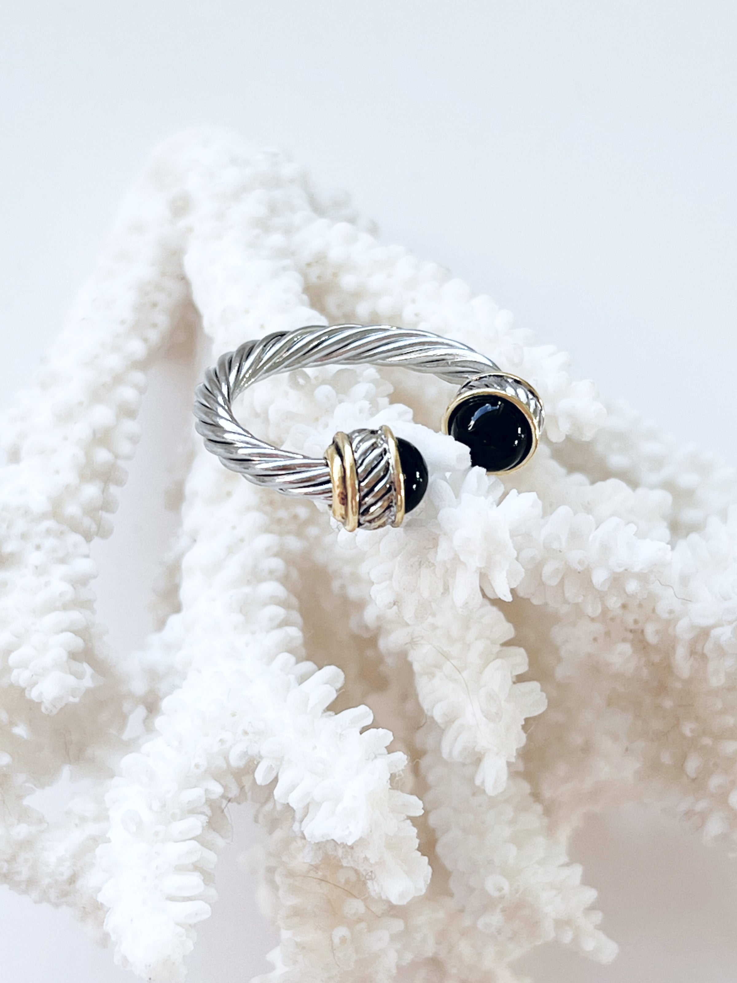 Cable Twist Tip Ring - Black-230 Jewelry-GS JEWELRY-Coastal Bloom Boutique, find the trendiest versions of the popular styles and looks Located in Indialantic, FL