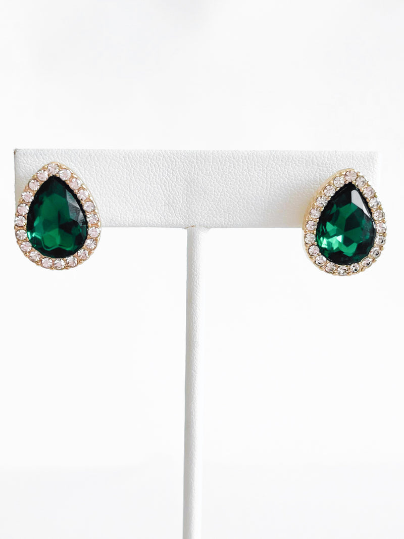 Teardrop Stud Earrings - Green-230 Jewelry-BAG BOUTIQUE-Coastal Bloom Boutique, find the trendiest versions of the popular styles and looks Located in Indialantic, FL