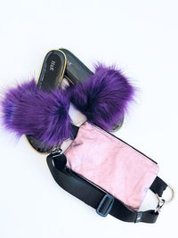 Nova Faux Fuzzy Outdoor Slides - Purple-250 Shoes-H2K TRADING-Coastal Bloom Boutique, find the trendiest versions of the popular styles and looks Located in Indialantic, FL
