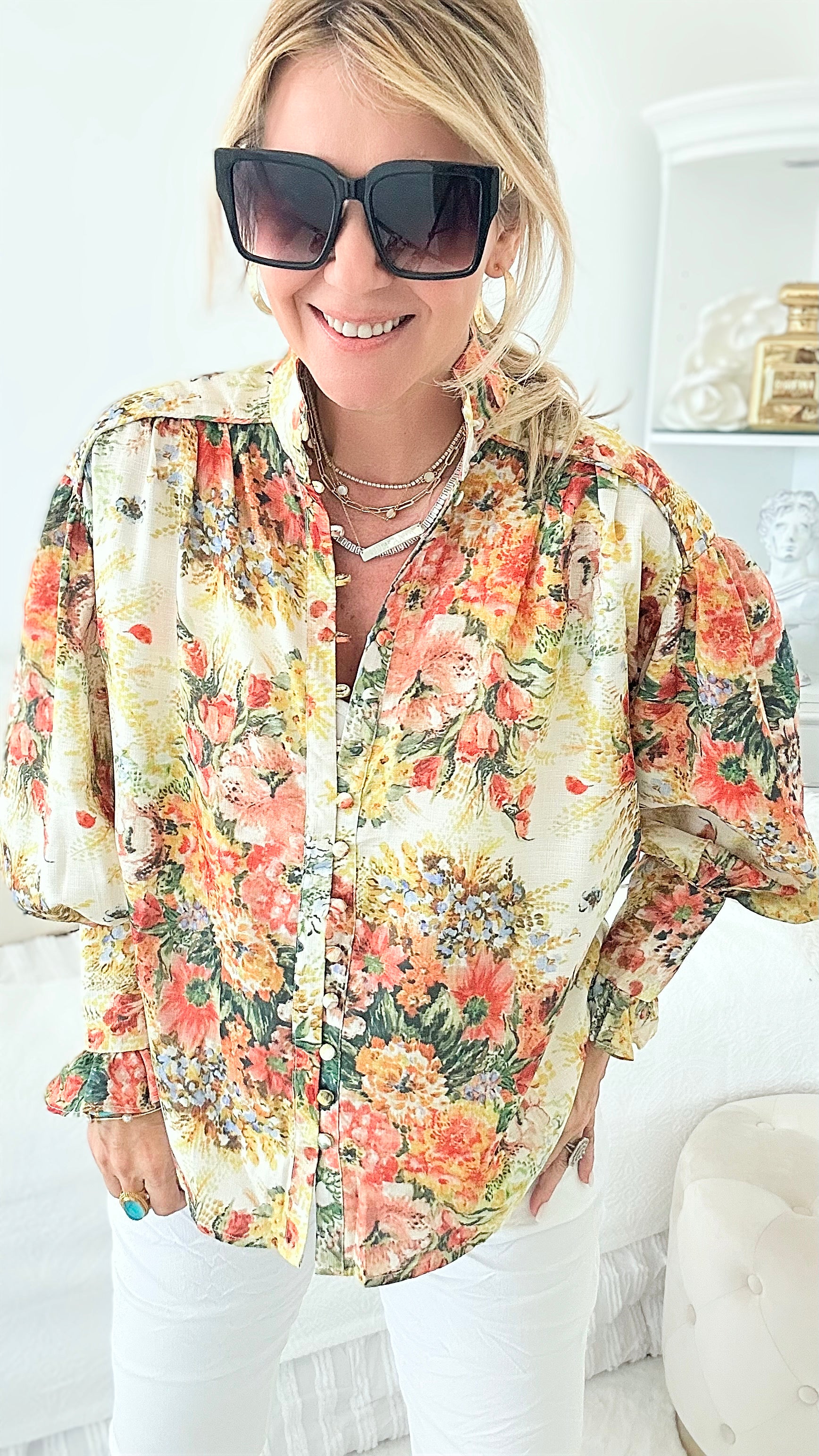 Floral Garden Long Sleeve Top-130 Long Sleeve Tops-JJ'S FAIRYLAND-Coastal Bloom Boutique, find the trendiest versions of the popular styles and looks Located in Indialantic, FL