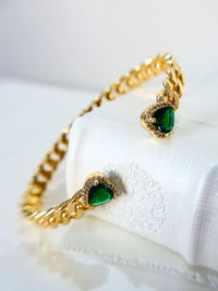 Double Heart Bracelet - Emerald-230 Jewelry-NYC-Coastal Bloom Boutique, find the trendiest versions of the popular styles and looks Located in Indialantic, FL