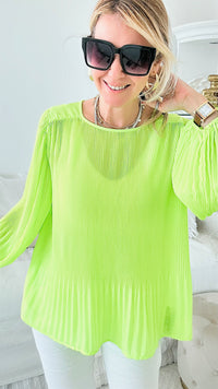 In the Flow Solid Pleated Top-130 Long Sleeve Tops-Jodifl-Coastal Bloom Boutique, find the trendiest versions of the popular styles and looks Located in Indialantic, FL